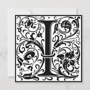 William Morris Floral Alphabet Monogram Letter I Einladung
