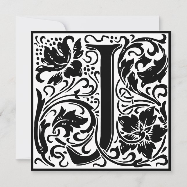 William Morris Floral Alphabet Monogram Letter J Einladung (Vorderseite)