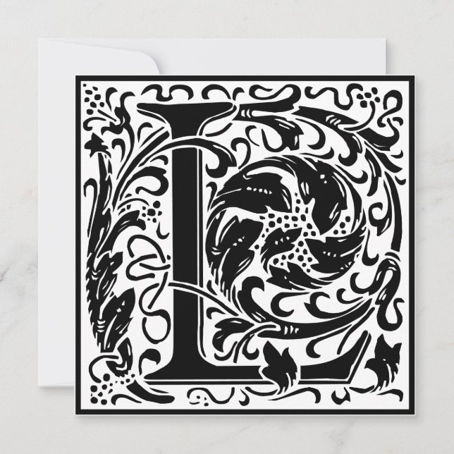 William Morris Floral Alphabet Monogram Letter L Einladung (Vorderseite)