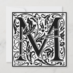 William Morris Floral Alphabet Monogram Letter M Einladung