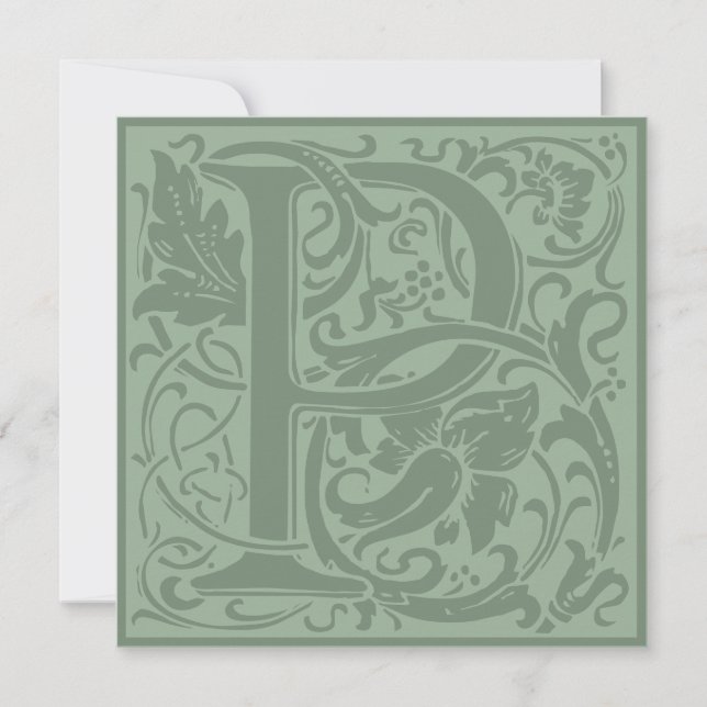 William Morris Floral Alphabet Monogram Letter P Einladung (Vorderseite)