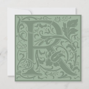 William Morris Floral Alphabet Monogram Letter R Einladung