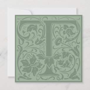 William Morris Floral Alphabet Monogram Letter T Einladung