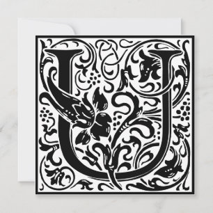 William Morris Floral Alphabet Monogram Letter U Einladung