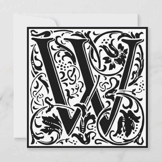 William Morris Floral Alphabet Monogram Letter W Einladung (Vorderseite)