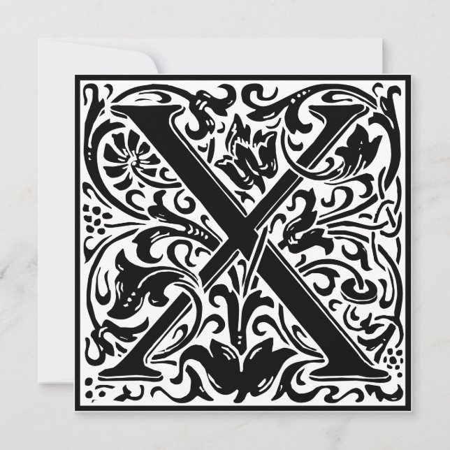 William Morris Floral Alphabet Monogram Letter X Einladung (Vorderseite)