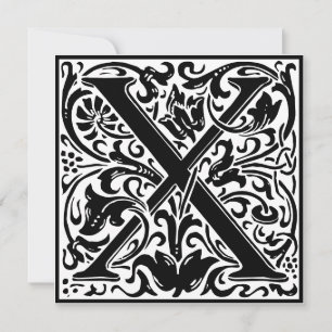 William Morris Floral Alphabet Monogram Letter X Einladung