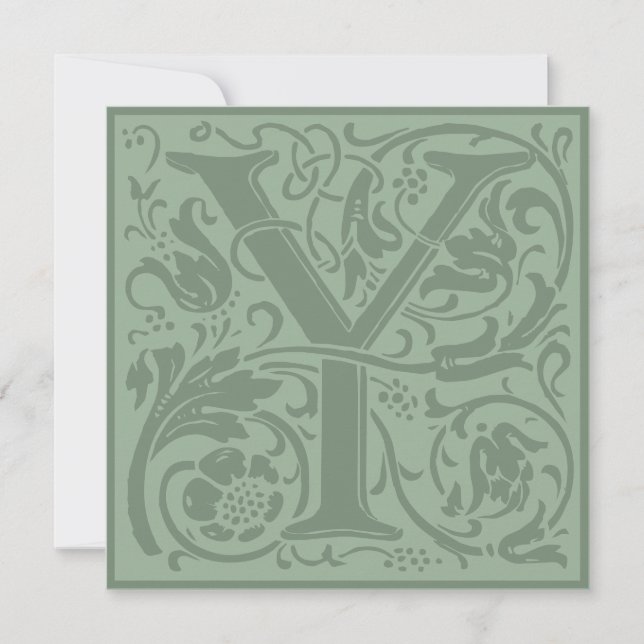 William Morris Floral Alphabet Monogram Letter Y Einladung (Vorderseite)