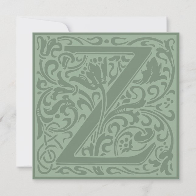 William Morris Floral Alphabet Monogram Letter Z Einladung (Vorderseite)
