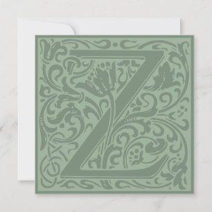 William Morris Floral Alphabet Monogram Letter Z Einladung