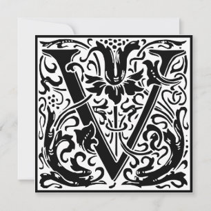 William Morris Floral Alphabet Monogramm Buchstabe Einladung