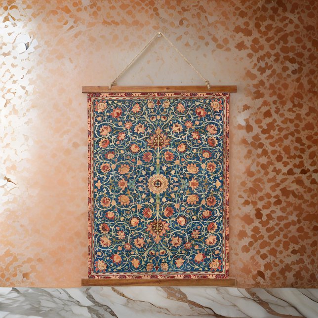 William * Morris Floral Aquamarin Peach Wandteppich Mit Holzrahmen (Von Creator hochgeladen)