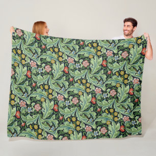 William Morris Floral Blume Carnation Pink Green Fleecedecke