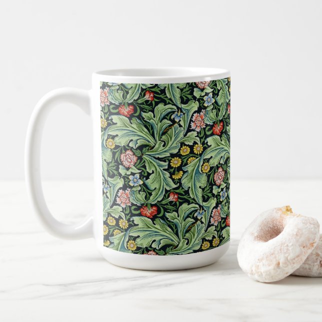 William Morris Floral Blume Carnation Pink Green Kaffeetasse (Mit Donut)