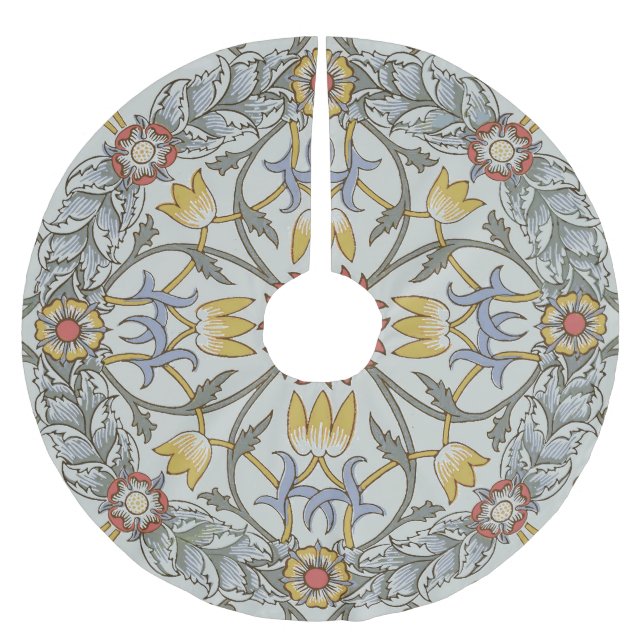 William Morris Floral Circle Blume Illustration Polyester Weihnachtsbaumdecke (Vorderseite)