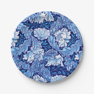 William Morris Floral, Cobalt Blue und White Pappteller