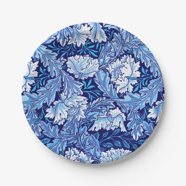 William Morris Floral, Cobalt Blue und White Pappteller (Vorderseite)