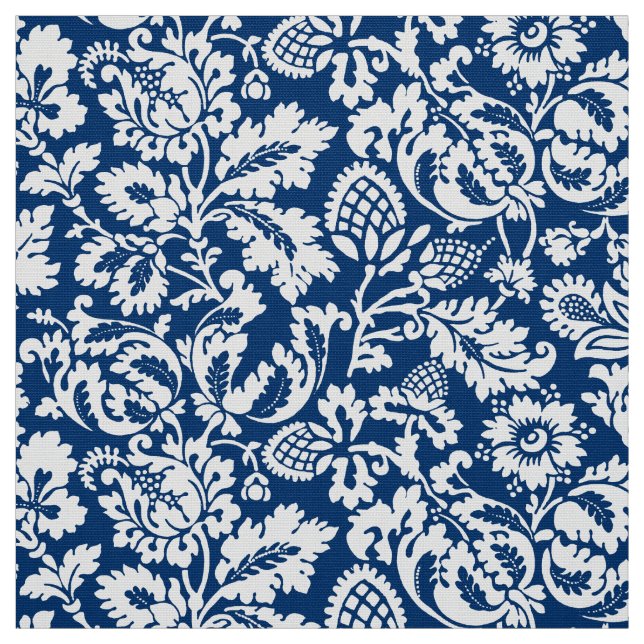 William Morris Floral Damask, Cobalt Blue & White Stoff (Muster)