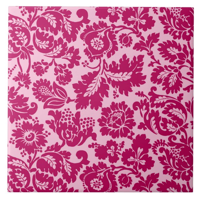 William Morris Floral Damask, Fuchsia und Pink Fliese (Vorderseite)
