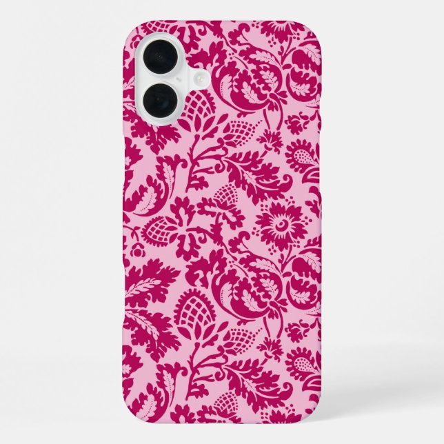 William Morris Floral Damask, Fuchsia und Pink iPhone Hülle (Rückseite)