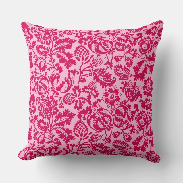 William Morris Floral Damask, Fuchsia und Pink Kissen (Vorderseite)
