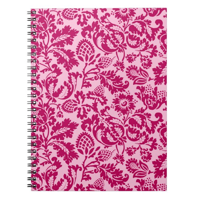 William Morris Floral Damask, Fuchsia und Pink Notizblock (Vorderseite)
