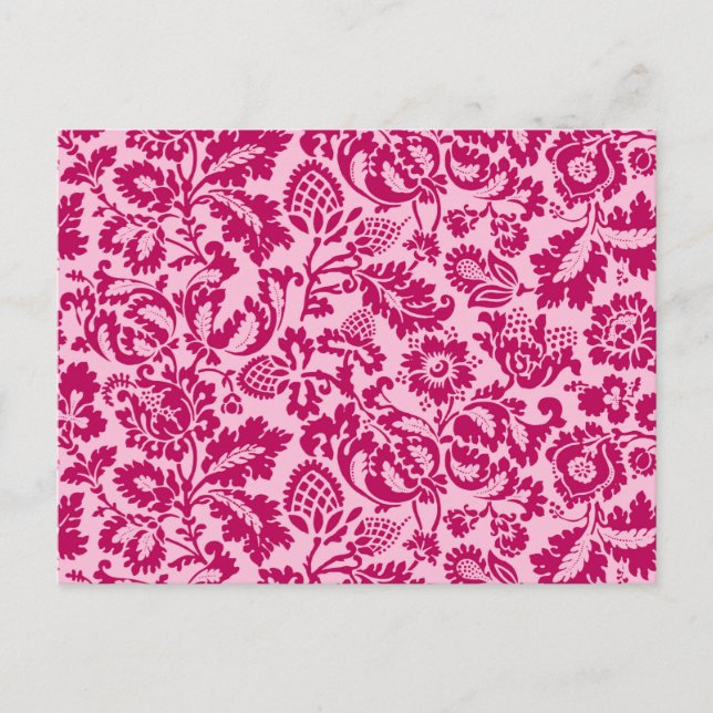 William Morris Floral Damask, Fuchsia und Pink Postkarte (Vorderseite)