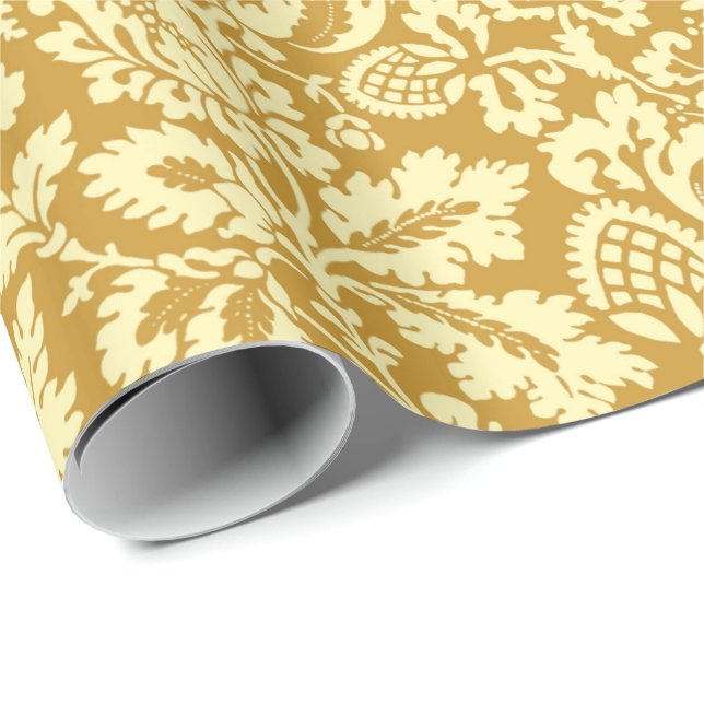 William Morris Floral Damask, Mustard Yellow Geschenkpapier (Rolleneckpunkt)