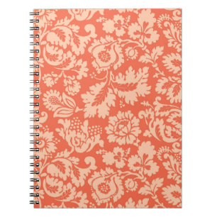 William Morris Floral Damask, Peach und Coral Notizblock