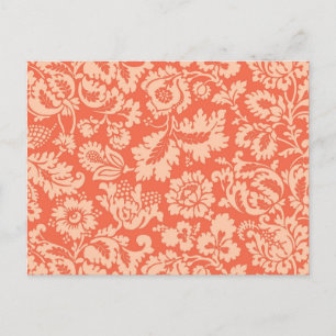 William Morris Floral Damask, Peach und Coral Postkarte