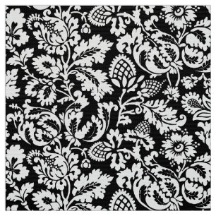 William Morris Floral Damask, Schwarz und Weiß Stoff