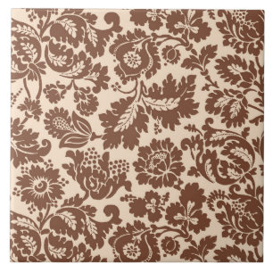 William Morris Floral Damask, Taupe Tan auf Beige Fliese