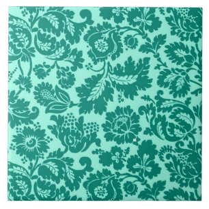 William Morris Floral Damask, Turquoise and Aqua Fliese