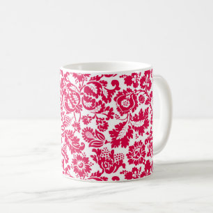 William Morris Floral Damast, Fuchsia Rosa Kaffeetasse