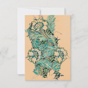William Morris FLORAL DESIGN PEACH FLAT NOTE CARD Karte