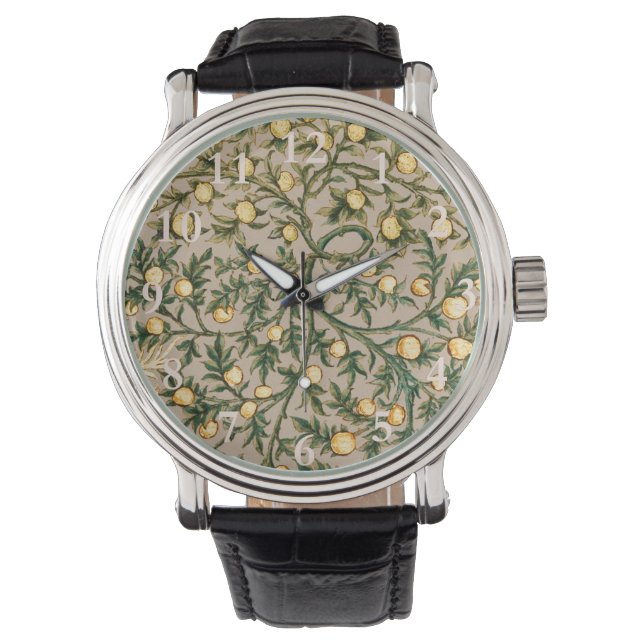 William Morris Floral Fruit Garden Blume Classic Armbanduhr (Vorderseite)