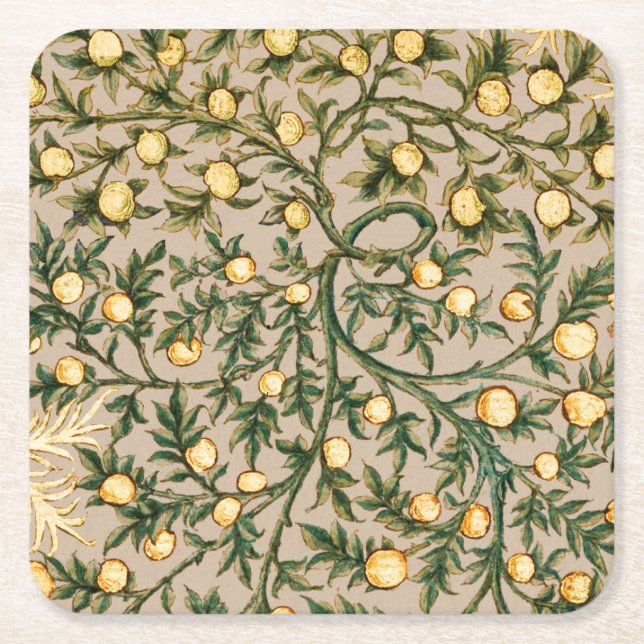 William Morris Floral Fruit Garden Blume Classic Rechteckiger Pappuntersetzer (Vorderseite)