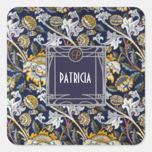 William Morris Floral Individuelle Name Chic Quadratischer Aufkleber