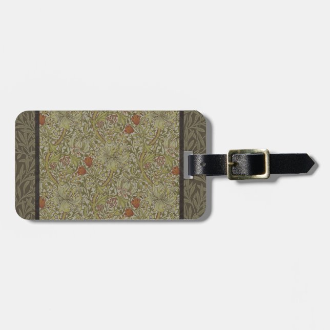 William Morris Floral lila willow art print design Gepäckanhänger (Vorderseite horizontal)