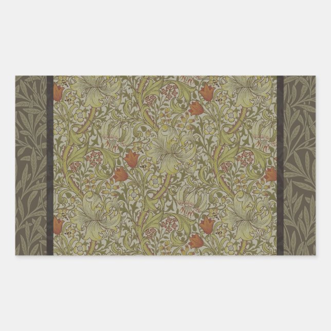 William Morris Floral lila willow art print design Rechteckiger Aufkleber (Vorderseite)