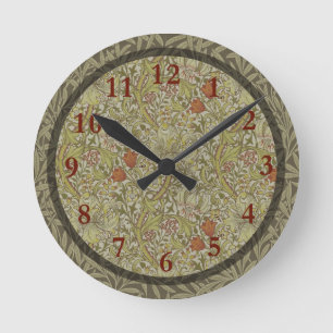 William Morris Floral lila willow art print design Runde Wanduhr