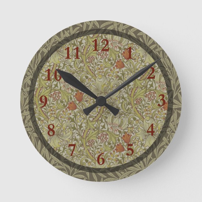 William Morris Floral lila willow art print design Runde Wanduhr (Vorderseite)
