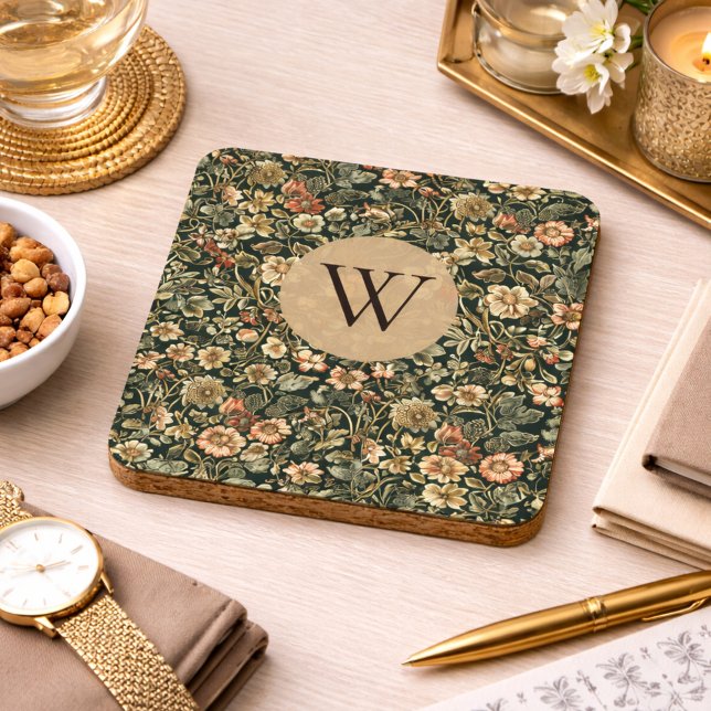 William Morris Floral Monogramm Getränkeuntersetzer (Von Creator hochgeladen)