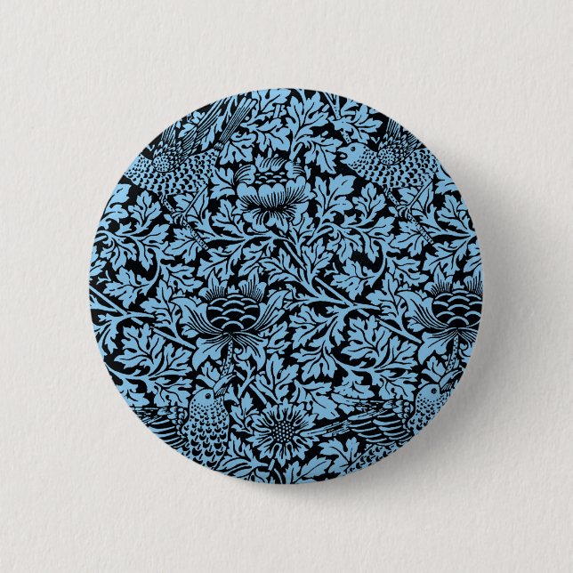 William Morris Floral Pattern Bird Anenome Button (Vorderseite)