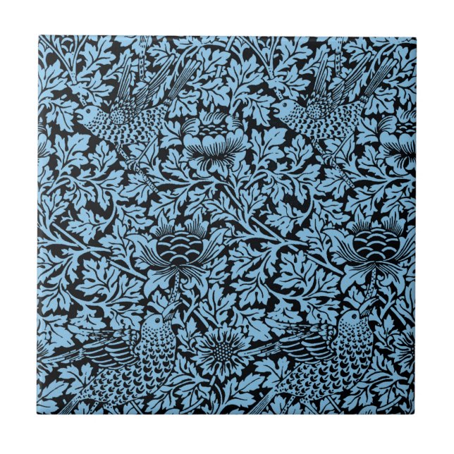 William Morris Floral Pattern Bird Anenome Fliese (Vorderseite)