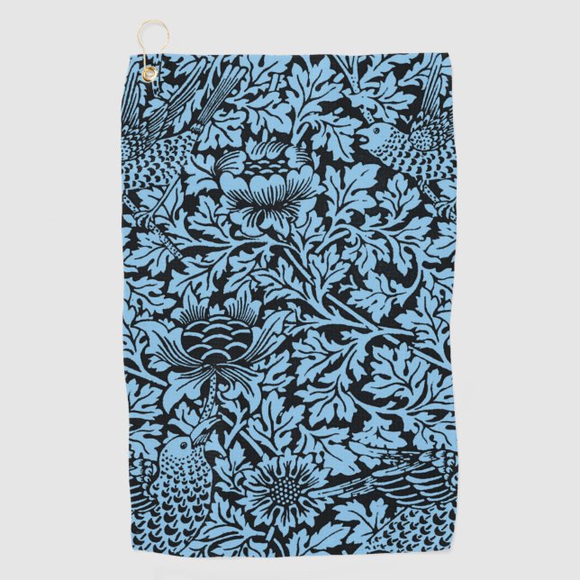 William Morris Floral Pattern Bird Anenome Golfhandtuch (Vorderseite)
