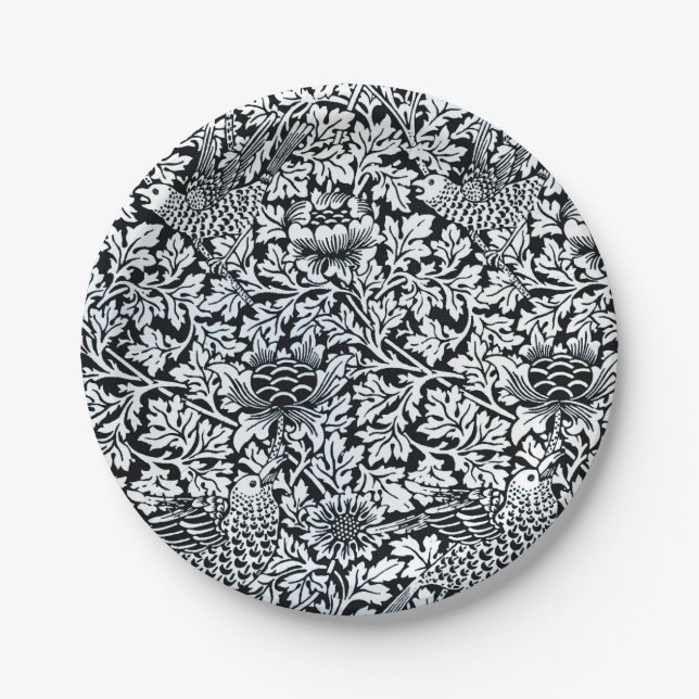 William Morris Floral Pattern Bird Anenome Pappteller (Vorderseite)