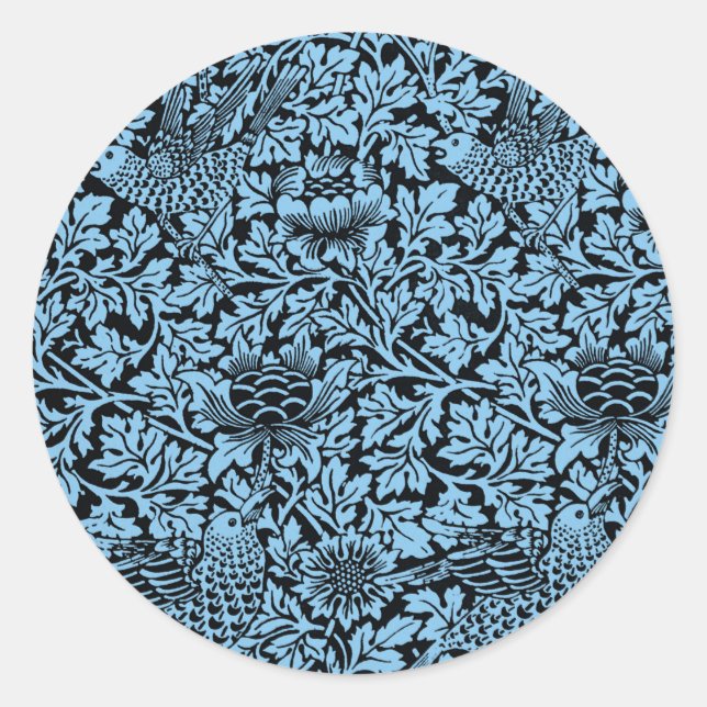 William Morris Floral Pattern Bird Anenome Runder Aufkleber (Vorderseite)