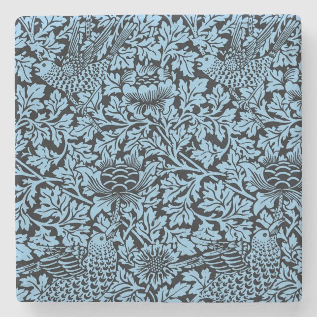 William Morris Floral Pattern Bird Anenome Steinuntersetzer (Vorderseite)