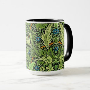William Morris Floral Pattern Blau Gelb Grün Tasse